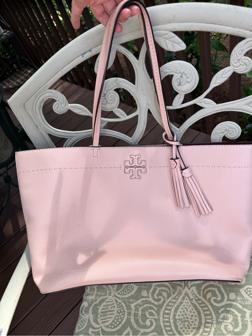 Tory Burch Blush Leather Tote with Tassel